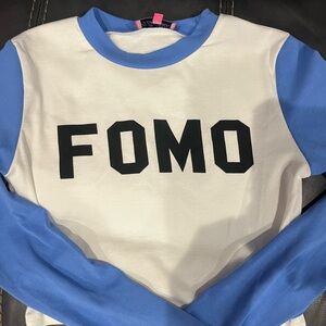 White and Blue FOMO Long Sleeve Shirt